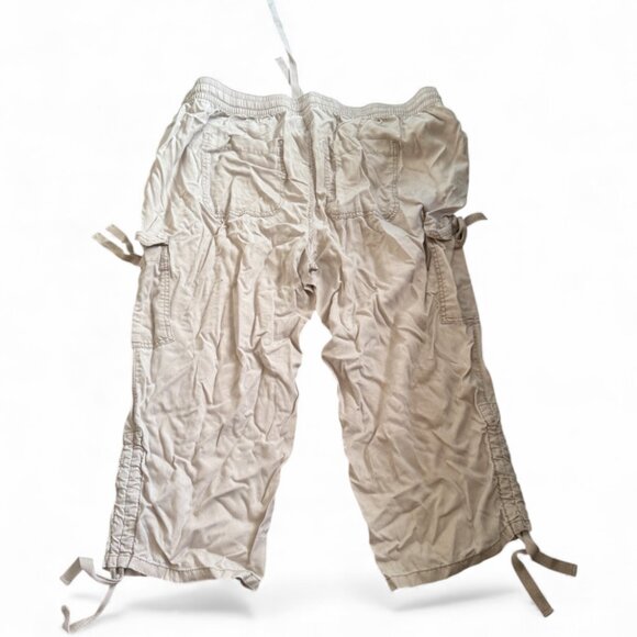 Lane Bryant Tan Cargo Capris Women's 18/20 Drawstring Elastic Waist - Picture 2 of 3